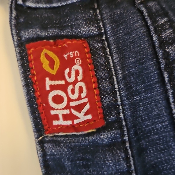 VTG HOT KISS 1970s Faded Dark Wash Low Rise Flare Jeans - Picture 8 of 13